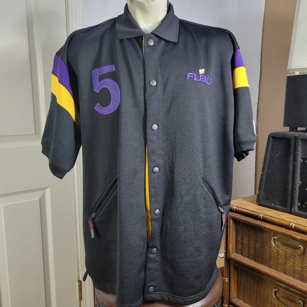Vintage FUBU Athletic Los Angeles Lakers Shirt Mens XL Black Warm Up Jersey Y2K